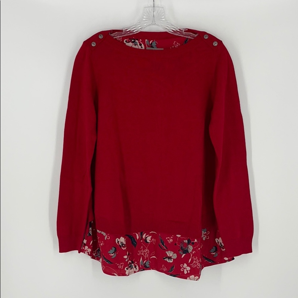 Motto Ladylike red Split-Back floral print sweater women’s small stretch party